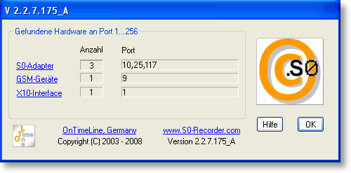 S0-Recorder - Ergebnis Hardware-Suche