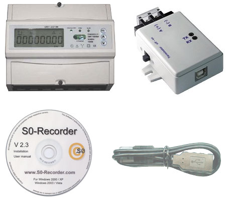 S0-Recorder - Profi-Paket Drehstrom-Monitor Modbus-USB