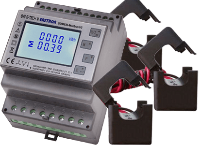 Drehstrom-Wandlerzähler SDM630CT mit Modbus-Schnittstelle am S0-Recorder