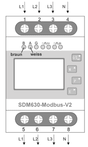 Drehstromzähler SDM630-Modbus-V2 mit Modbus-Schnittstelle am S0-Recorder